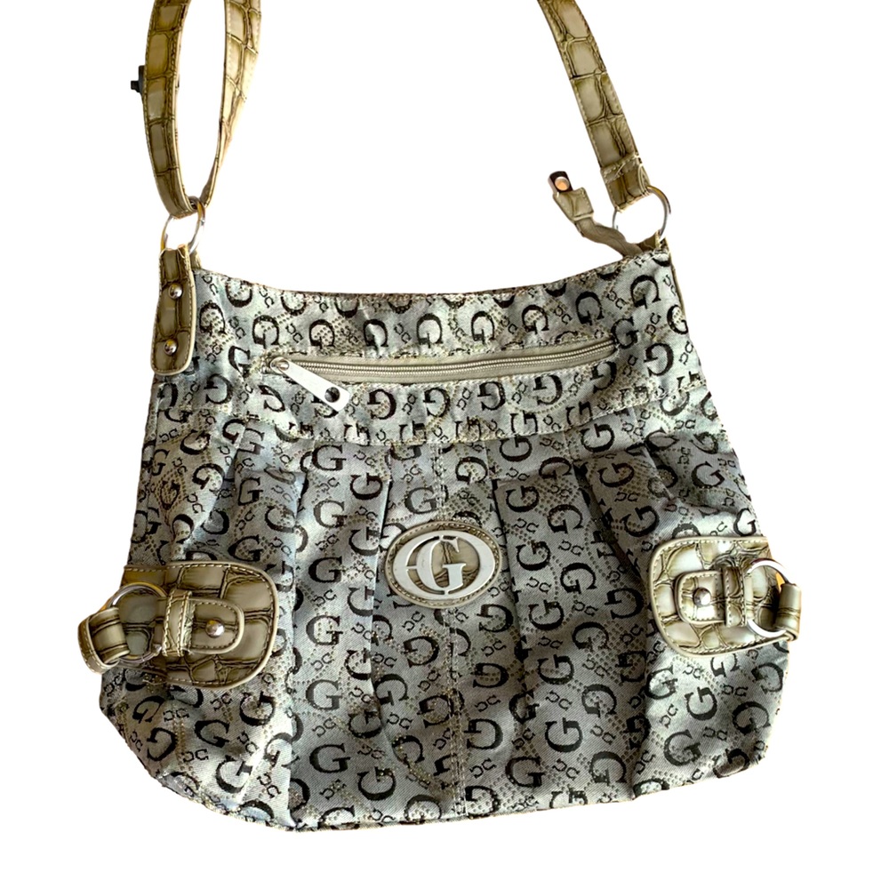 GUESS VINTAGE FAUX CROCODILE PRINT STRAP PURSE HAND BAG CROSSBODY